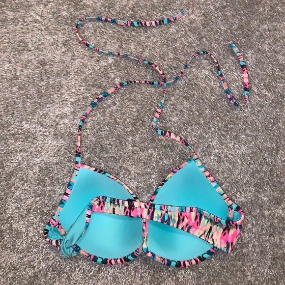 Shade & Shore Pink & Blue Bikini Top size S - Picture 5 of 7